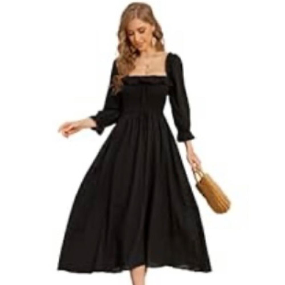 Large Black Milkmaid Maxi Dress